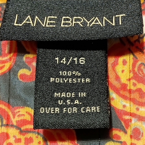 Lane Bryant EUC Women's Bell Sleeve Blouse Size 14/16, Burnt Orange Pattern - Picture 2 of 8